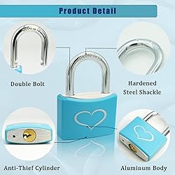 Fuaxat 2 Pack Blue Padlocks with 3