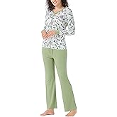 lulukaka Women's Bamboo Rayon Pajama Set, Long Sleeve Cooling Pjs 2 Piece Soft Loungewear Sleepwear Button Up Lovely Print