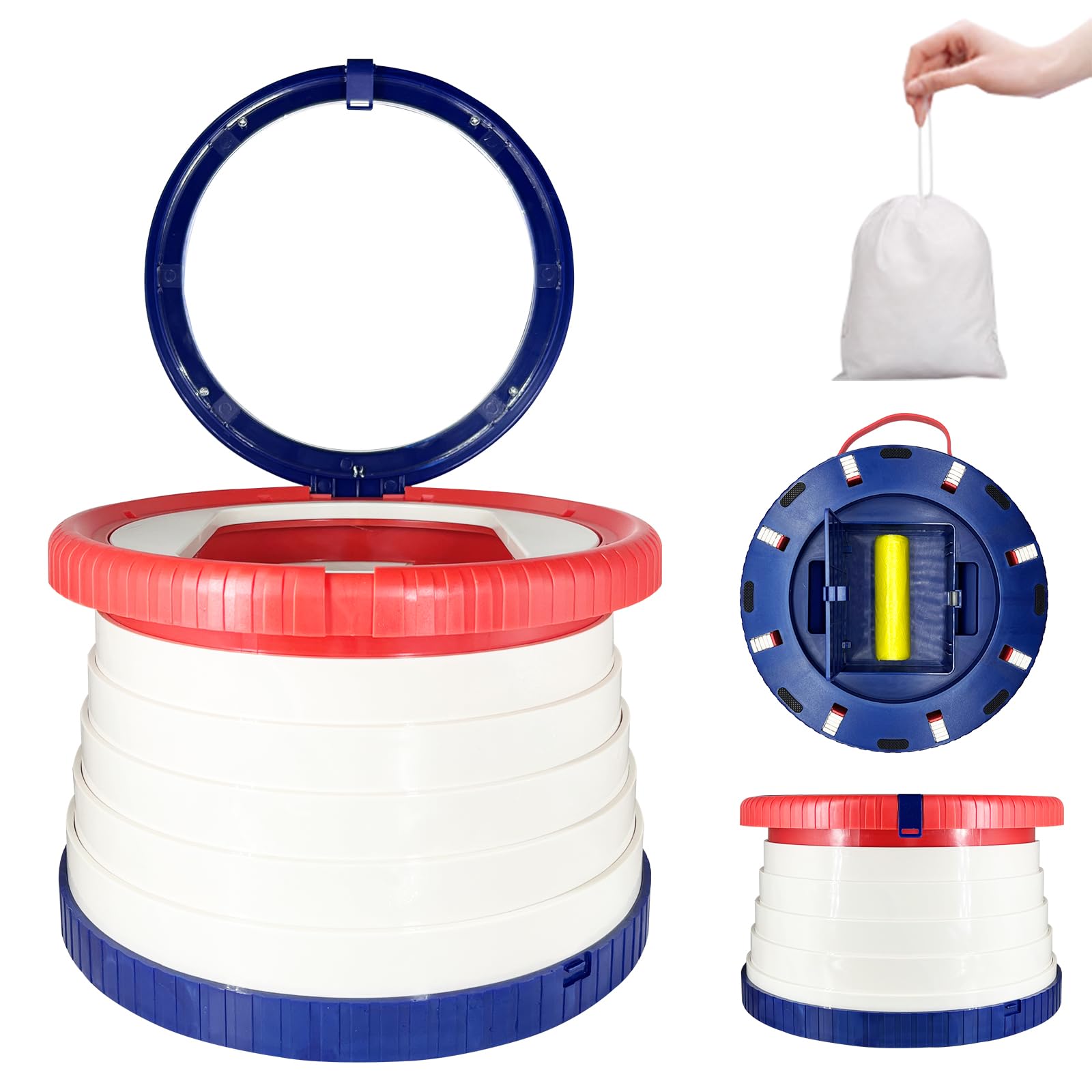 Photo 1 of Travel Potty for Toddler, Portable and Foldable Toilet Training Apply to Seat Emergency Toilet for Car, Camping, Outdoor, Indoor with Bags (Blue)