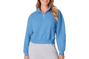 Hanes Womens Quarter-Zip Pullover, EcoSmart Fleece Pullover Shirt, Cotton BlendHooded Sweatshirt