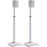 SANUS Adjustable Height Wireless Speaker Stands Designed for Sonos One, One SL, and Play:1 - Tool-Free Adjustment up to 16" and Built-in Cable Management (White)