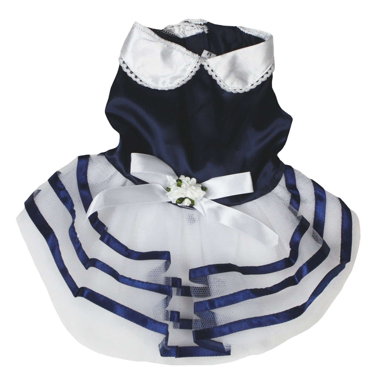 Petitebelle Stripes Flower Puppy Dog Dress (Blue, Medium)