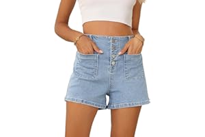Sidefeel Women's Jean Shorts Button Fly Stretchy High Waisted Zimbaplatinum Jeans Summer Outfit 2025 Denim Shorts