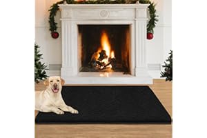 TOHONFOO Hearth Rug Fireproof, 2' x 3' Fireplace Mat, Non-Slip Fireplace Rugs Fireproof, Hearth Pad Protects Home Décor Hardwood Floor and Carpet from Sparks and Embers Wood Stove, Black