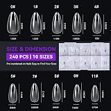 gelike ec Medium Almond Nail Tips 240 pcs 10 sizes Soft Gel Tips view 2