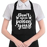 HUGANE Don't Make Me Poison You Funny Apron with Pockets, Chef Cooking Lovers Gifts, Funny Waterproof Adjustable Cooking Apron for Kitchen Dishwashing Grilling
