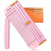 WORKLION Straight Paper Cutter For crafting – Pink 12 Inch Paper Trimmer With Security Safeguard and Side Ruler, Perfect for 