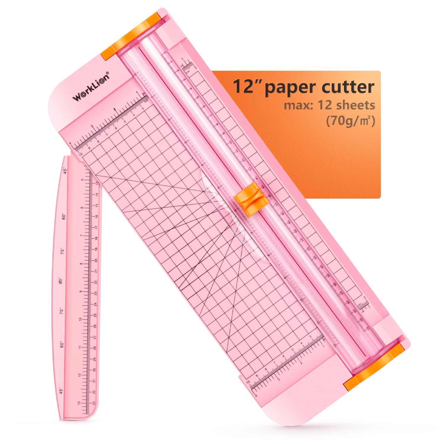 Photo 1 of WORKLION Straight Paper Cutter For crafting – Pink 12 Inch Paper Trimmer With Security Safeguard and Side Ruler, Perfect for Cardstock, Coupon,Photos and Crafting Paper.