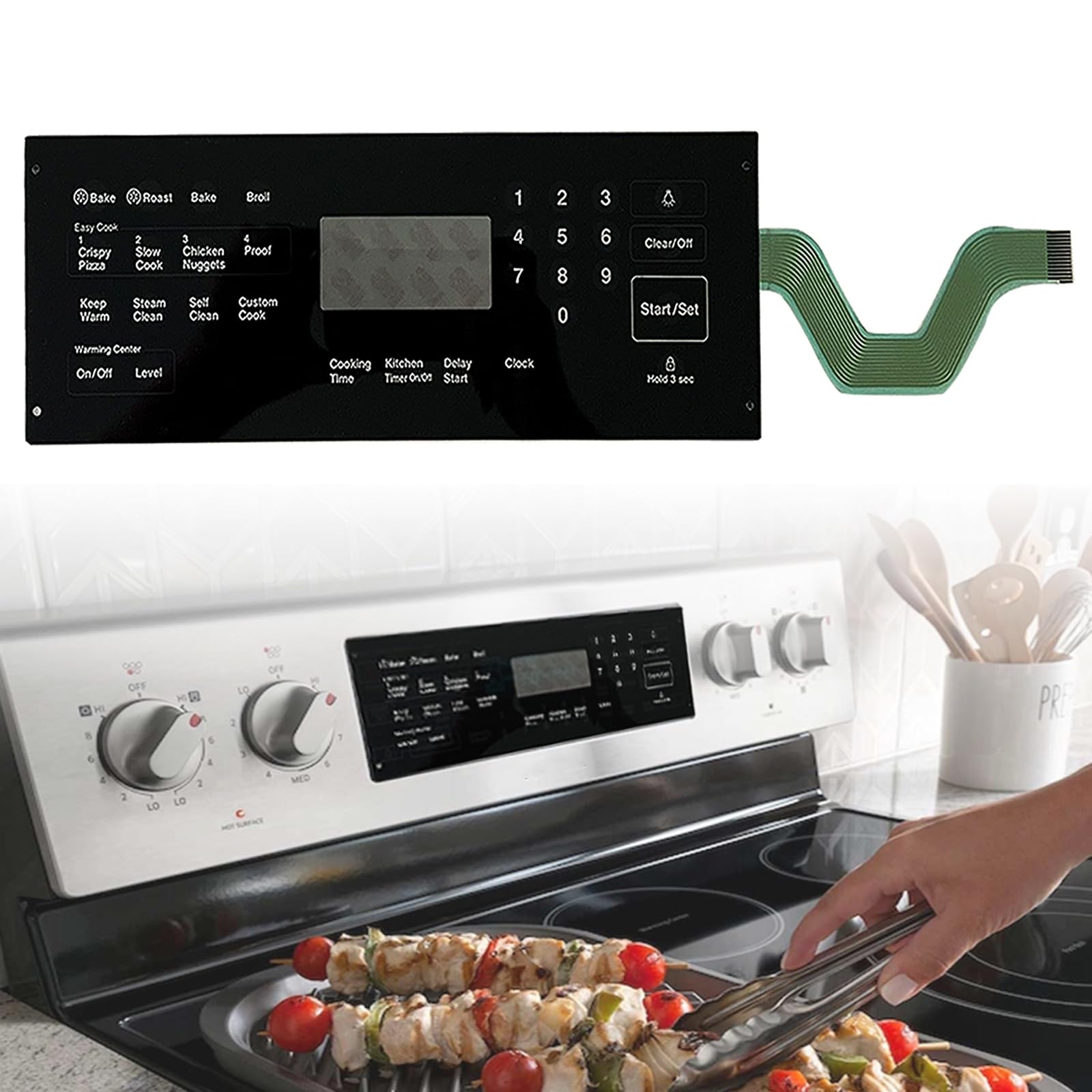 Photo 1 of DG34-00020A Range Membrane Switch Touchpad Compatible with Samsung Electric Ranges Ovens NE595R0ABSR?NE59J3420SS?NE594R0ABSR, NE59J3420SB, NE59J3421SS, Replaces AP5623392, PS4240764?