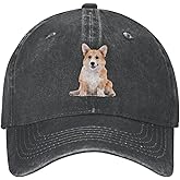 Unisex Adjustable Baseball Cap with Cute Welsh Corgi Pattern, Yarn-Dyed Denim Snapback Classic Hat