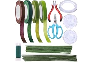 Supla Floral Arrangement Kit Floral Tools Wire Cutter Stem Floral Trimming Scissors Floral Wire 26 Gauge 22 Gauge Floral Stem Wire 14 Gauge Green Floral Tapes Bouquet Stem Wrap White Pearl Corsage Pin