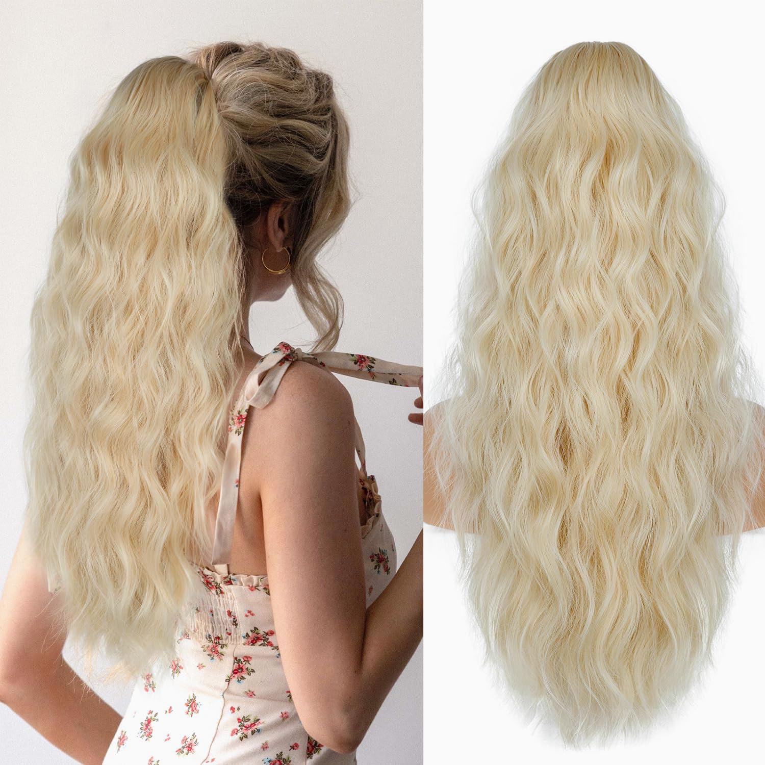 Photo 1 of Drawstring Ponytail for Women, 26 inch Synthetic Pony Tails Hair Extensions, Natural Ponytail Hair Extensions for Daily Use (Color: Beige)