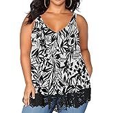 XiaoMaAnJi Summer Tank Tops for Women Plus Size Sleeveless V Neck Loose Fit Casual Flowy Tunic Shirt Blouse