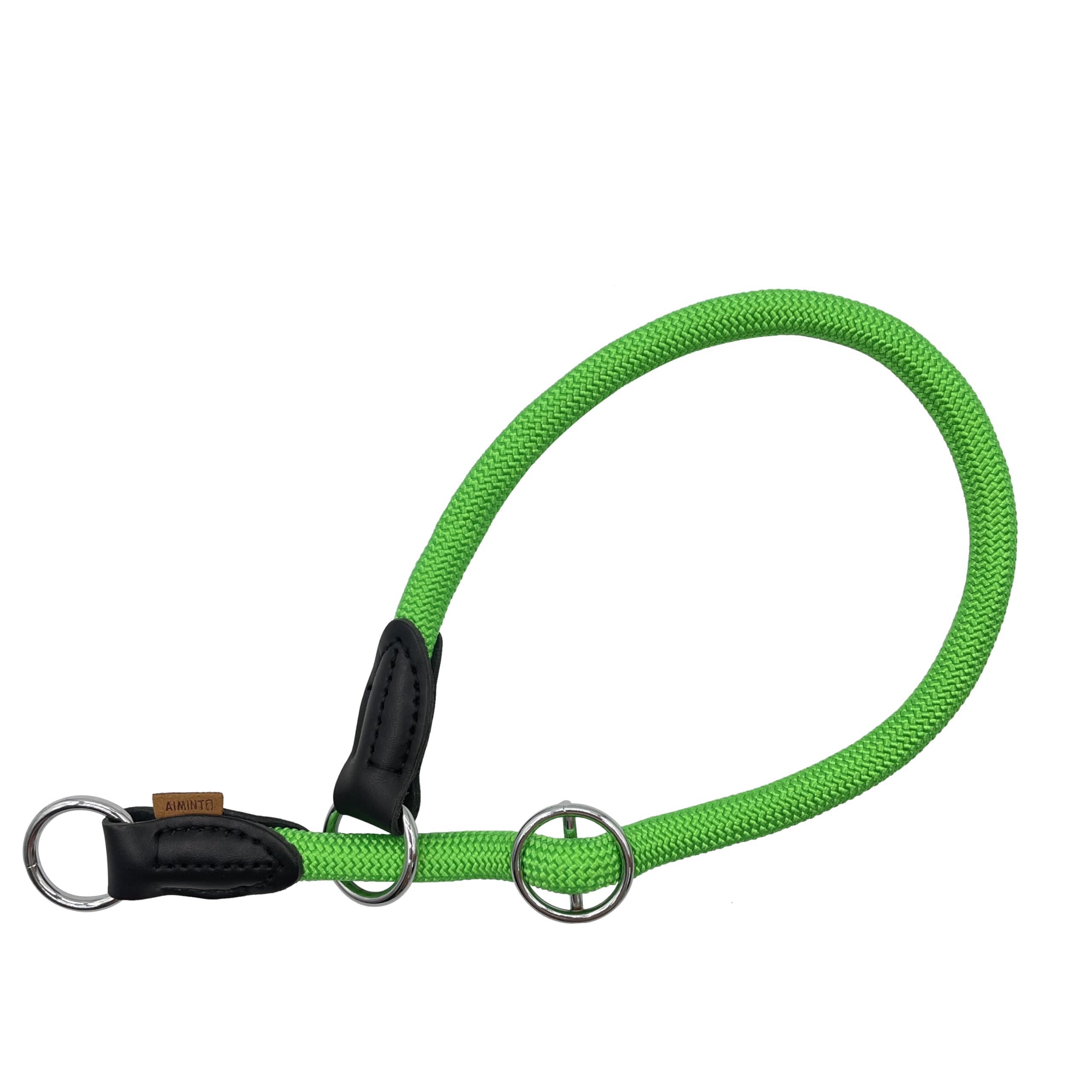 Aiminto Braided Collar, Pro Training Dog Collar, No Pull Round Martingale Collar, Slip Collar with Slidable Stop Ring - Ideal for Medium/Large Dogs (M(1/2") - 18" Long, Light Green)