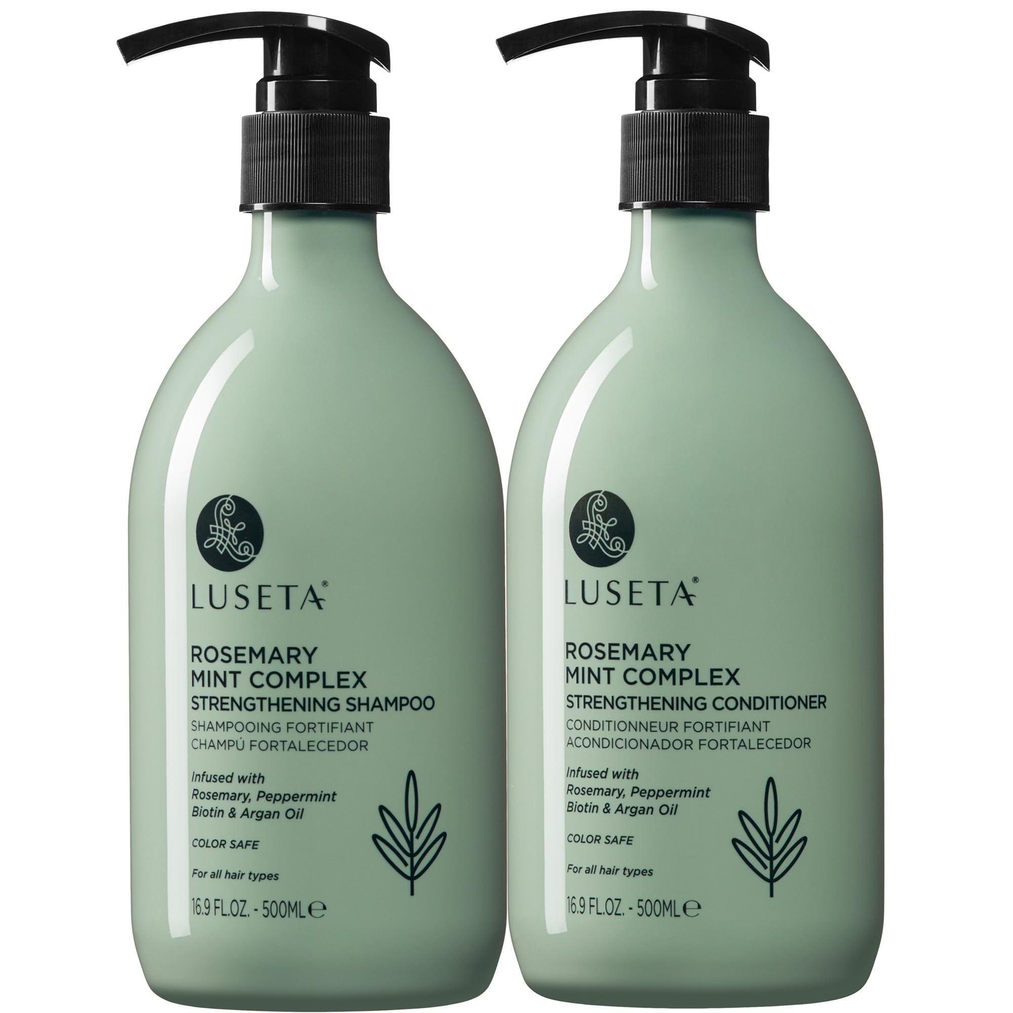 Luseta Rosemary Mint Shampoo and Conditioner Set for Stronger, Thicker and Longer Strands - Soft Shine, Anti-Hair Loss and Thinning, Growth Formula