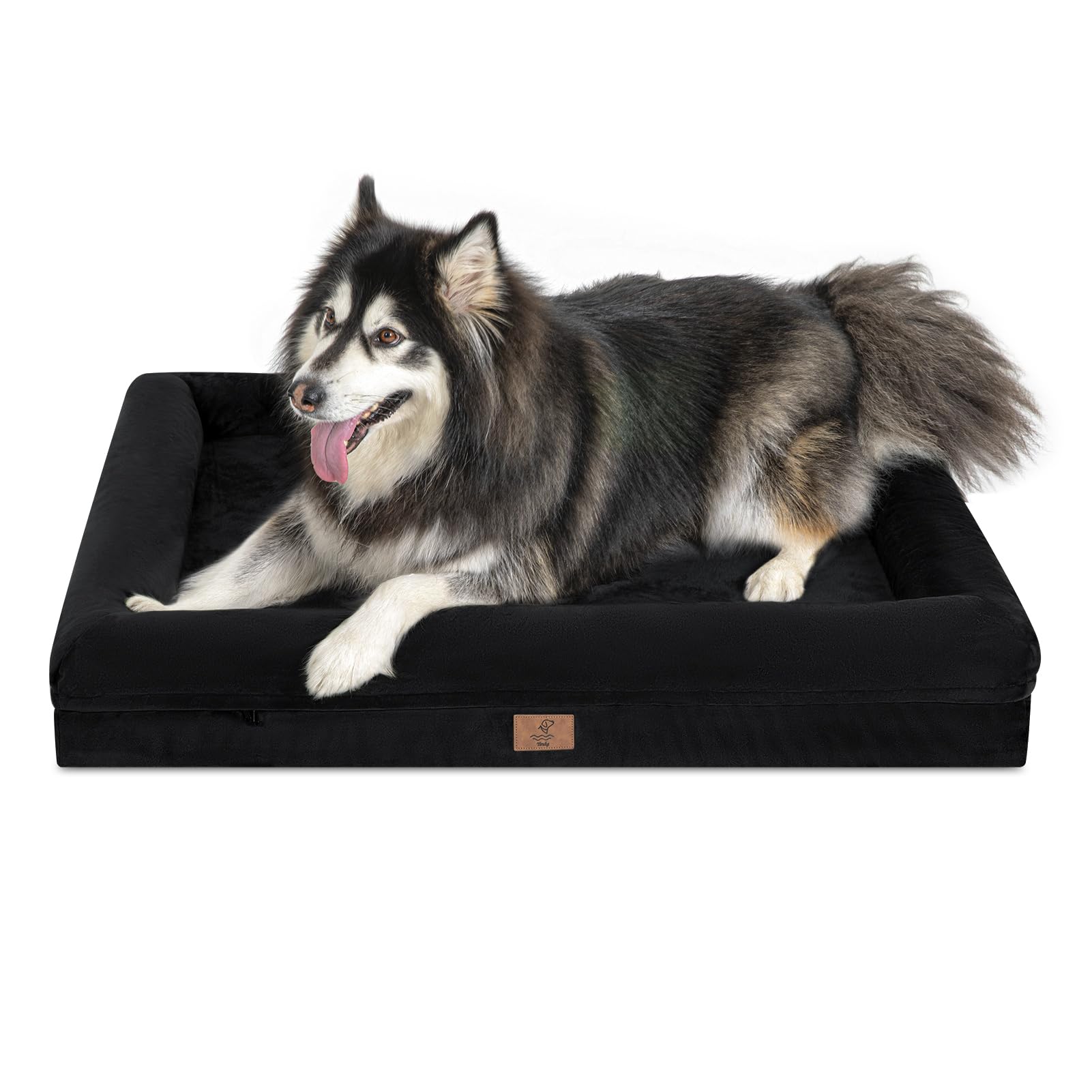 Photo 1 of Yiruka XLarge Waterproof Dog Bed for Extra Large Dogs, XL Dog Bed with Removable Washable Cover, 4-Sides Removable Bolster Pet Sofa with Non-Slip Bottom, Black
