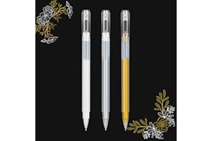 SMOOTHERPRO White Gold Silver Gel Pen Set, 3 Pcs 1.0 mm Bold Point Pens for Black Paper, 1 White Ink Pen, 1 Gold Ink Pen, 1 S