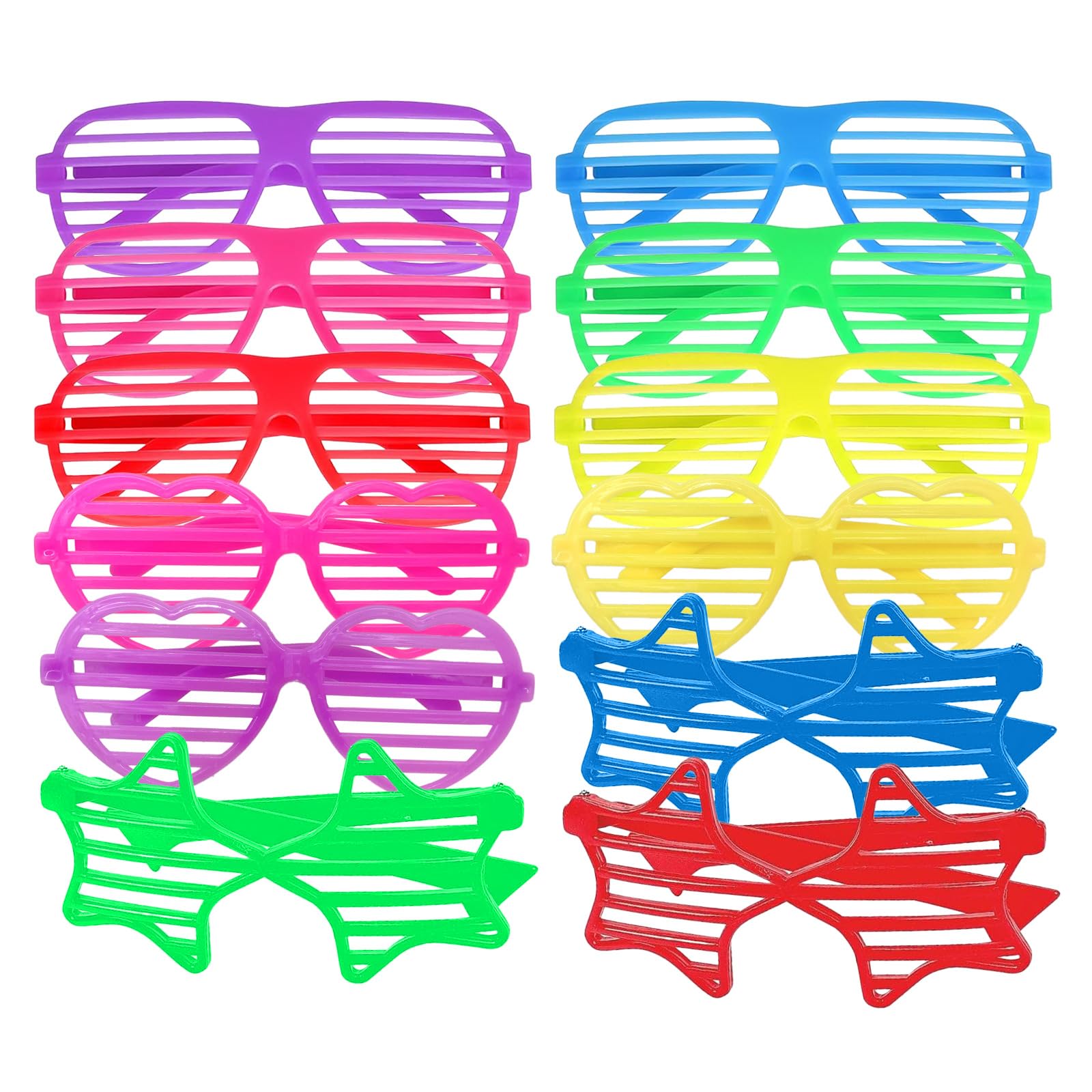 BOZILY 18pcs Neon Shutter Glasses,6 Differents Color Disco Shutter Shades,80's Party Slotted Sunglasses Funny Party Decoration Favors Supplies,Fancy Dress Costume Prop
