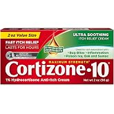 Cortizone-10 Max Strength Ultra Soothing Itch Relief Cream, 2 oz. | 1% hydrocortisone, fast-acting, anti-itch cream for bug bites, rash, eczema, psoriasis, poison ivy, oak, sumac, ages 2+