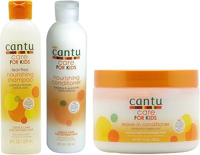 CANTU Kids Gentle Shampoo Conditioner Leave-In 3 Pack Set