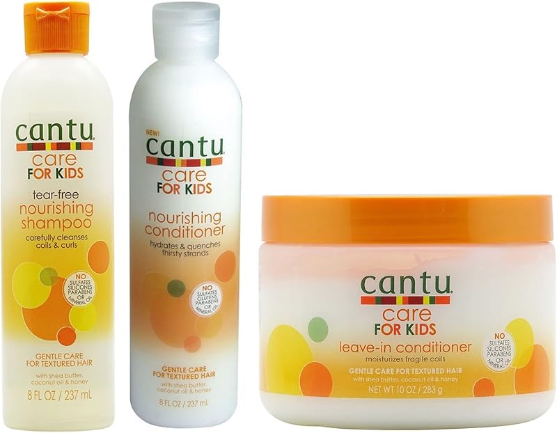 CANTU Kids Gentle Shampoo Conditioner Leave-In 3 Pack Set