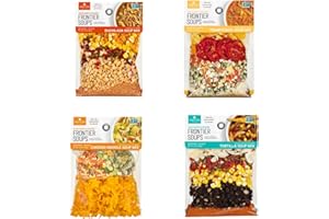 Frontier Soups Homemade in Minutes Variety Pack: (1) Arizona Enchilada, (1) Connecticut Cottage Chicken Noodle, (1) Mississippi Delta Tomato Basil, and (1) South of the Border Tortilla (4 Bags Total)