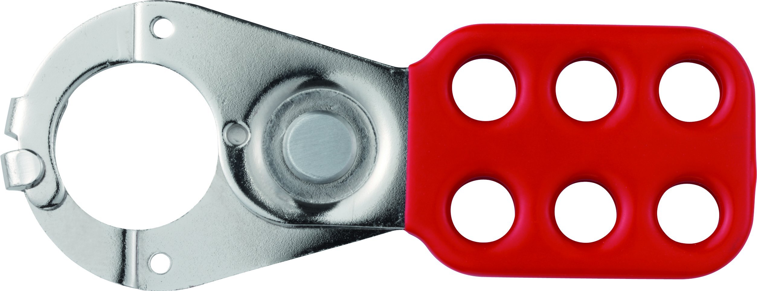 ABUS 33551 1-inch Steel Lock Off Tag Out Hasp with Shackle Clearance and Clamp - Red