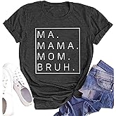 Ma Mama Mom Bruh Shirts for Women Mama Letter Print Graphic T Shirts Shirts Tee Tops