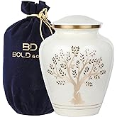 Tree of Life Large Cremation Urn for Human Ashes | 200 Cubic Inches | Decorative Urn for Ashes Adult Female & Male, Funeral Urns - Pearl Marble