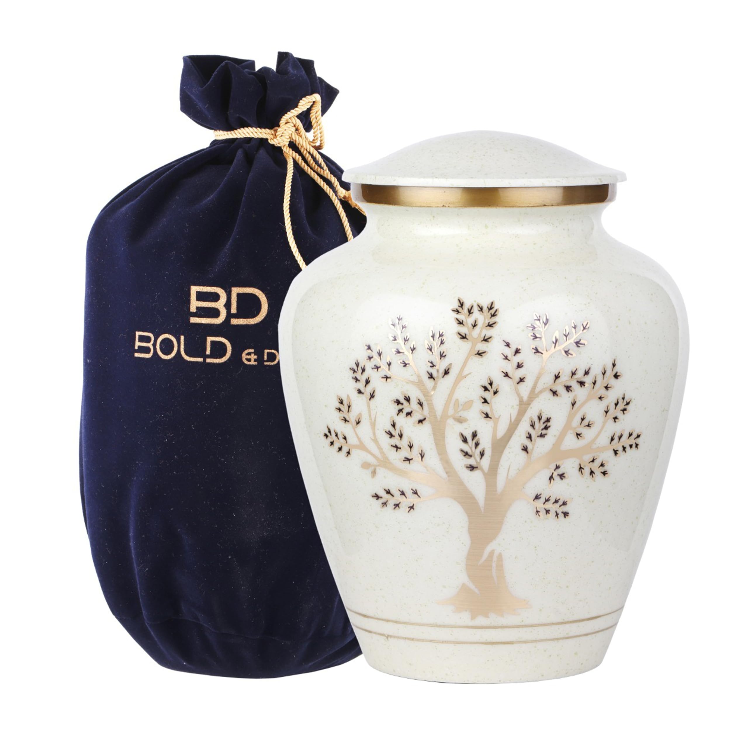 BOLD & DIVINE Tree of Life Cremation Urn - Cremation Urn for Human Ashes - Hand Made in Aluminum - Suitable for Cemetery Burial or Niche - Large Size fits Remains of Adults up to 200 lbs