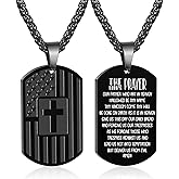 Zocomi Valentines Day Gifts for Him - Dog Tag Cross Necklace for Men Boys, 24 Inches American Flag Stainless Steel Bible Verse Pendant Chain Religious Patriotic Jewelry Gifts