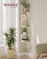 VASAGLE 5-Tier Corner Shelf White LBC072W02 Display Floating Shelves Living Room view 2