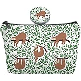 JIEXAGEZOS Personalized cute Sloth Travel Makeup Cosmetic Bag set with Mirror for women girls,Bride Bridesmaid Sloth theme Makeup Bag organizer kit for Travel & Daily Use,Sloths Stuff Gifts for Women
