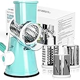 X Home Rotary Cheese Grater for Kitchen, 3 Blades with Ergonomic Handle and Strong Suction Base, Great for Nuts, Vegetables, 
