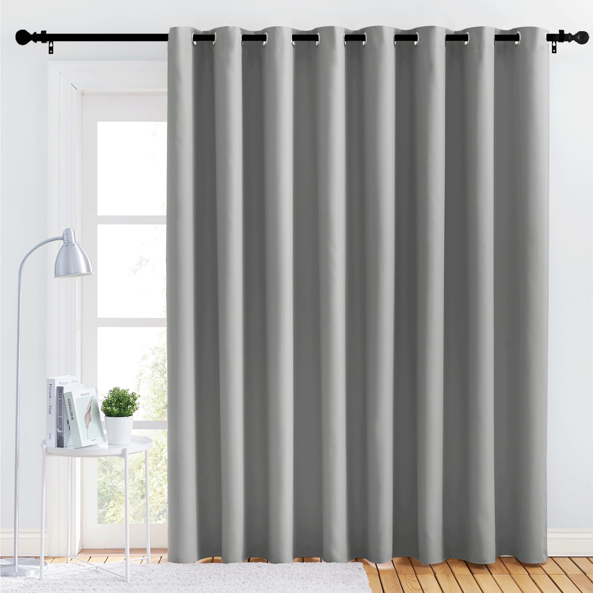 Photo 1 of NICETOWN Closet Curtains Sound Blocking, Bedroom Privacy Room Divider Curtain Screen Partitions, Thermal Insulated Blackout Patio Sliding Door Curtain (Silver Grey, 1 Panel, 120" Wide by 84" Long)
