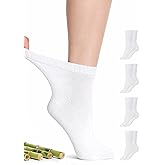 Hugh Ugoli Diabetic Socks for Women Rayon Derived from Bamboo, Soft, Ankle, Thin, Wide, Loose, Non-Binding Top, 4-8 Pairs