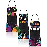 Langyiwee 3 Pcs Painting Artist Apron with 2 Pockets Colorful Waterproof Painting Smock Adjustable Painters Art Aprons Art Lover Gift for Adults Teacher Student Chef Cooking Baking Gardening