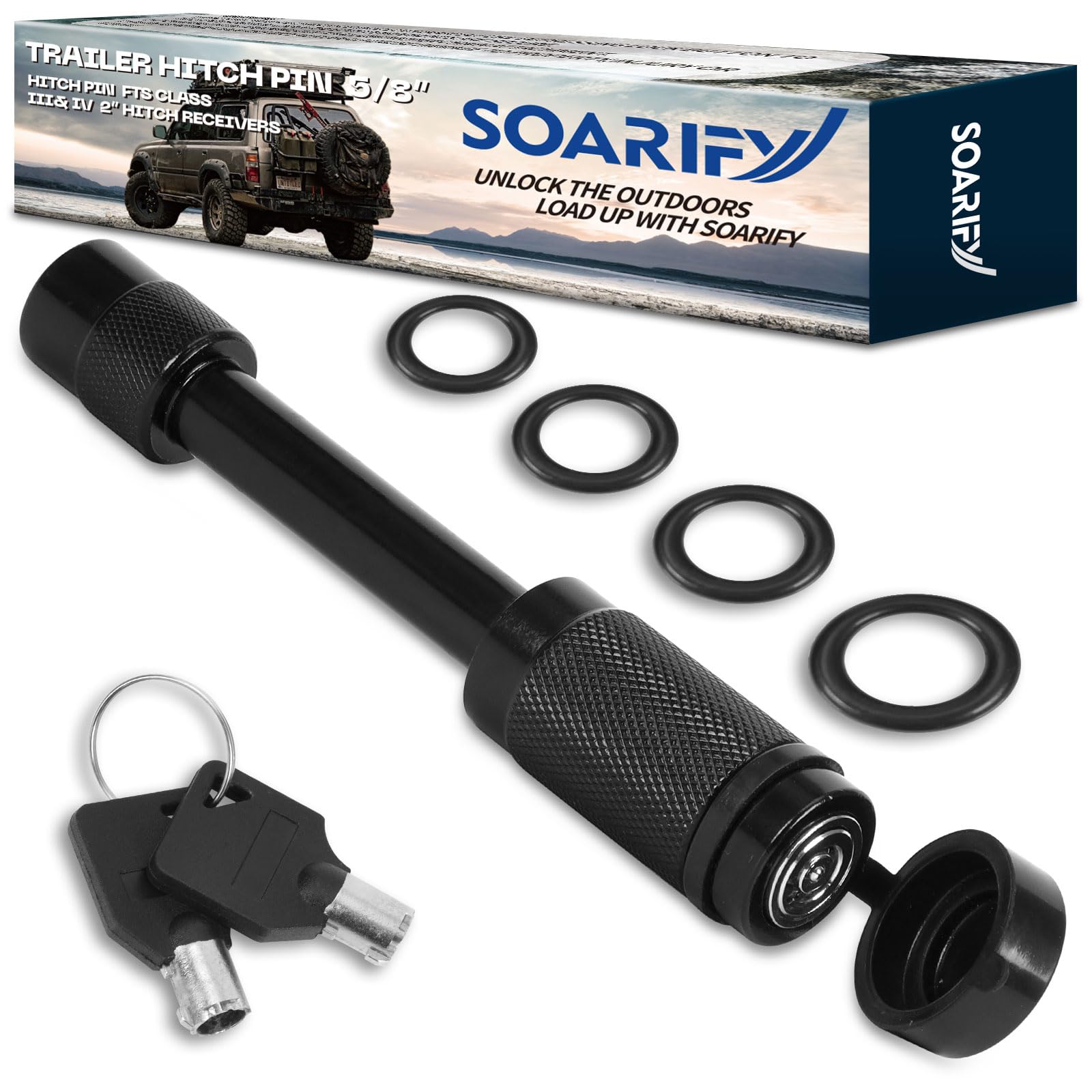 Photo 1 of Soarify Trailer Hitch Lock - Fits 2" Receiver Tubes, Class III & IV Hitch Receivers, Anti-Theft Trailer Receiver Lock 5/8" Dia Locking Receiver Pin (3" Effective Length)