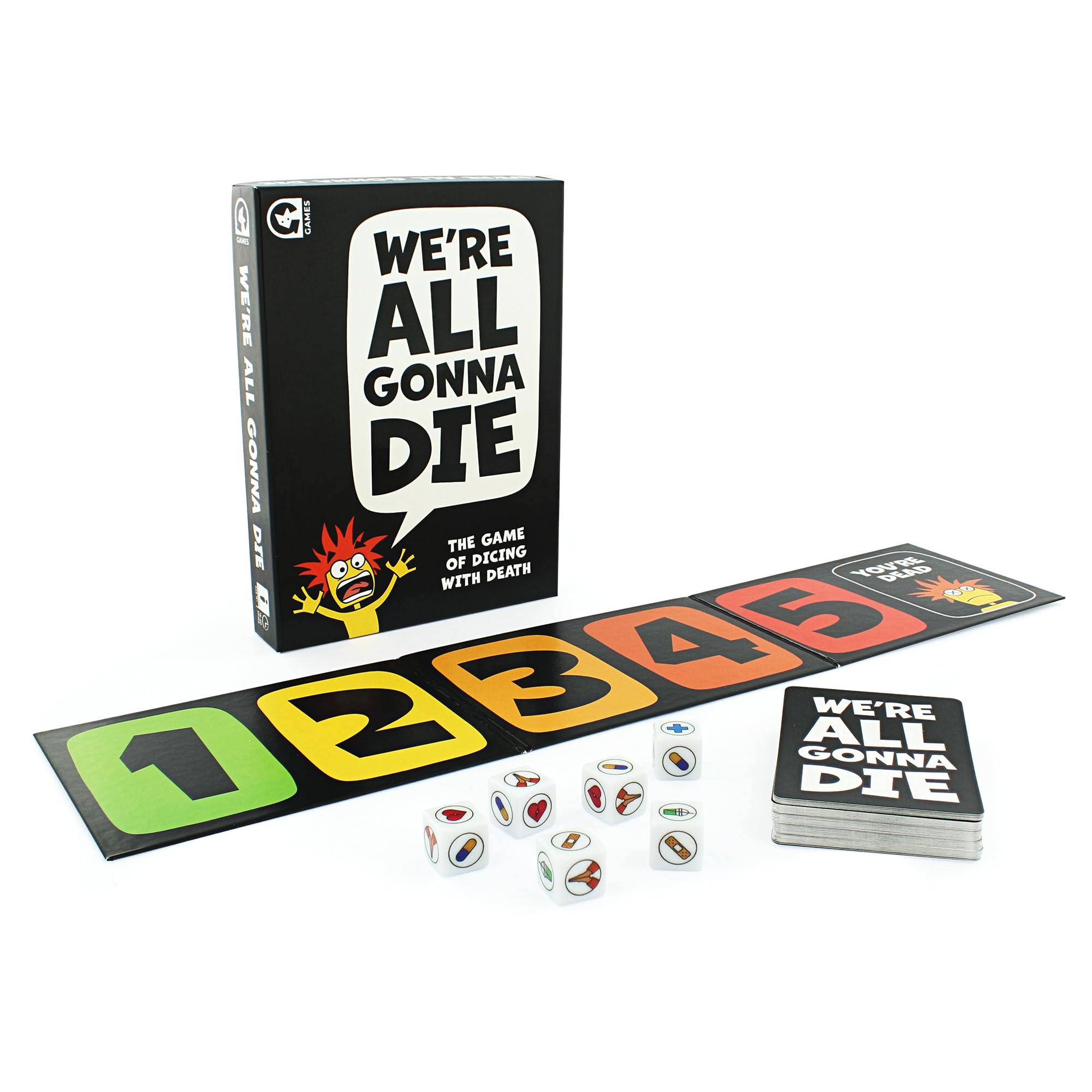 Ginger Fox We're All Gonna Die Silly Deaths Party Game | Dark Humour Card Frenzy for Adults & Teens 16+ | Co-Op Dice & Strategy Quest | Fun for Big Groups or Solo Play | Great Gift Idea | NOT For Kids