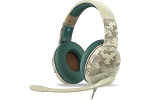 NUBWO N8 Gaming Headset for PC, PS4, Xbox One, PS5 Headset with Mic, Bendable Cardioid Microphone, Soft Memory Earmuffs for Laptop - Desert Camouflage