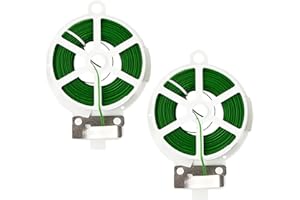 Dokpav 2 Rolls Green Garden Binding Wire, 200 m Plant Twist Tie with Cutter, Multi-Function Plastic Coated Soft Garden Metal 