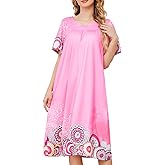 udforsk House Dresses for Women with Pockets Moo Moo Nightgown Short Sleeve Mumu Dress Lounge Dress S-3XL