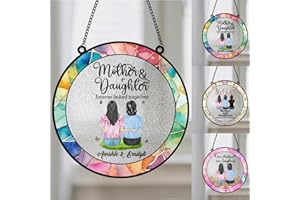 Mother Daughter Forever Linked Together Hanging Ornament for Home Personalized Mom and Daughter Cartoon Figure Window Wall Ha