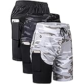 JWJ Mens 2 in 1 Running Shorts Quick Dry Gym Athletic Workout Clothes with Side Pockets