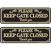 2 Pack Please Keep Gate Closed Sign, 10 x 3 Inches Rust Free Aluminum Metal Warning Sign, UV Resistant, Scratch, Waterproof and Weatherproof, Indoor/Outdoor Use. Easy to Mount