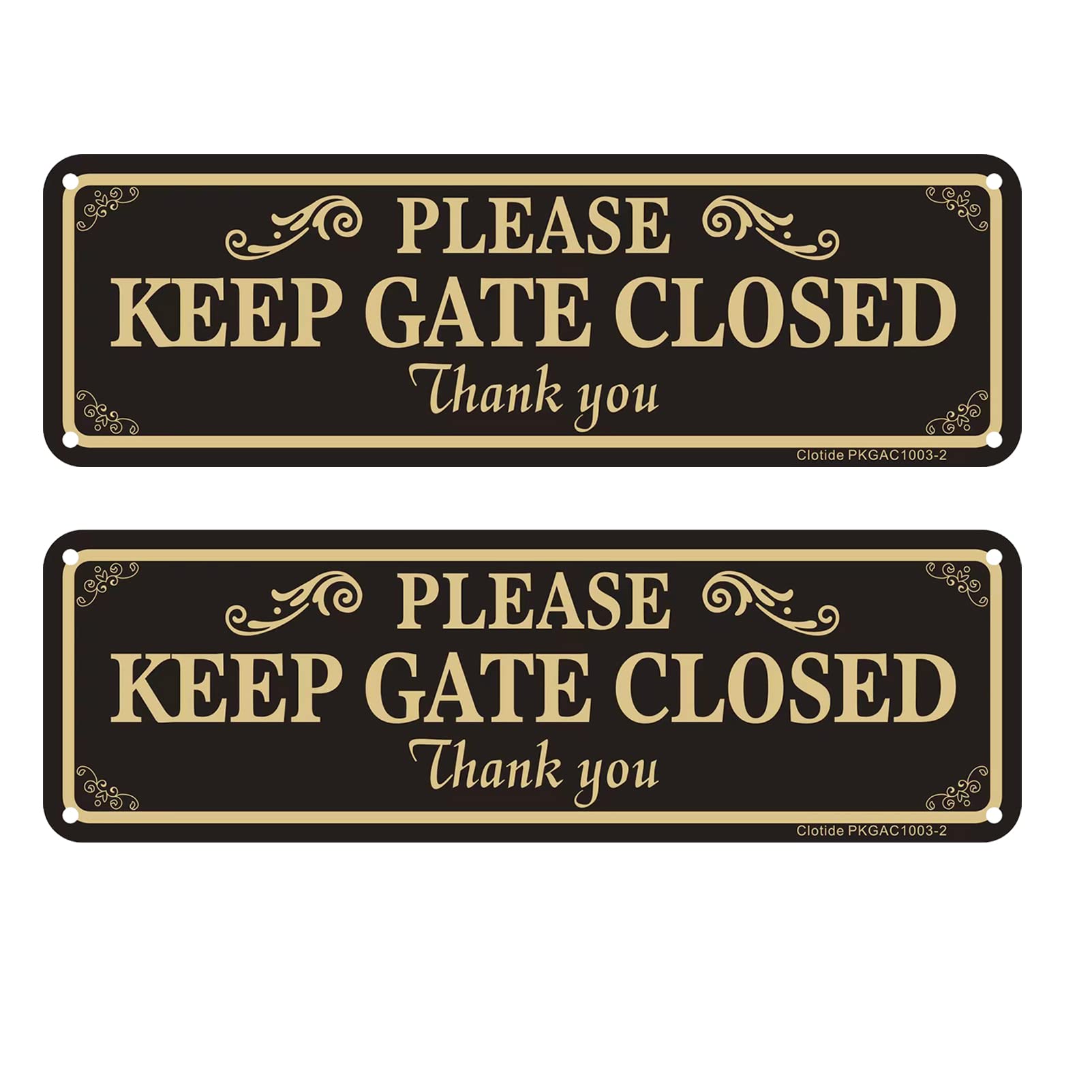 Photo 1 of 2 Pack Please Keep Gate Closed Sign, 10 x 3 Inches Rust Free Aluminum Metal Warning Sign, UV Resistant, Scratch, Waterproof and Weatherproof, Indoor/Outdoor Use. Easy to Mount