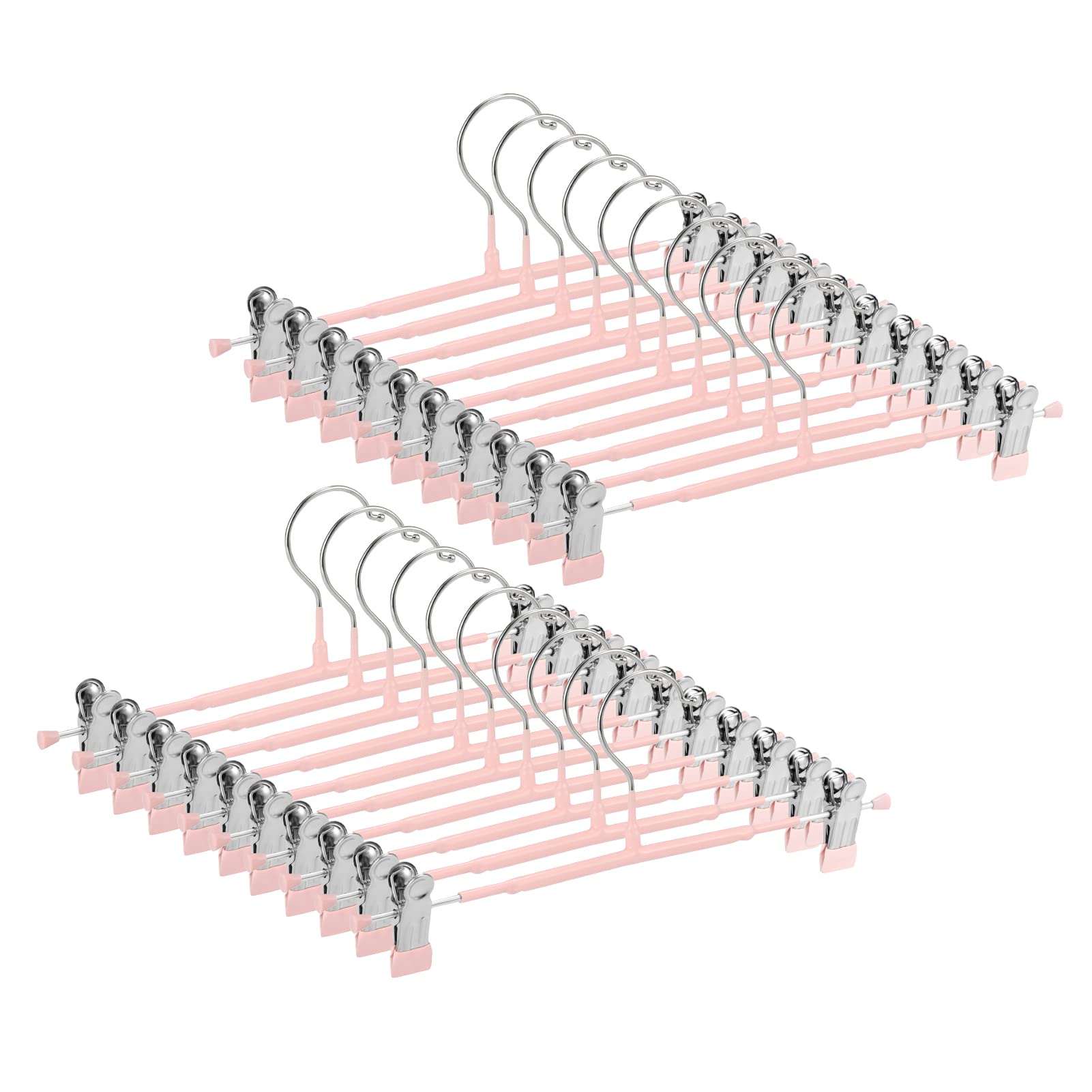GUANJUNE Thin Trouser Hangers - Non-Slip Pant Hangers with Adjustable Clips, Space Saving for Clothes, Skirt, Jeans, Coat (Pink, 20)