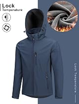 33,000ft Men’s Waterproof Softshell Jacket Navy L with Fleece Lining view 4