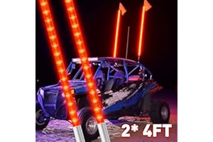 2PCS 1.2M Red LED Whip Light for Truck, BESTZHEYU 4FT ATV UTV LED Whip Light Antenna Whips for RZR Polaris Off-Road Sand Dune Buggy 4x4