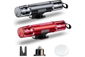 COFSODI Emergency Car Window Breaker, Car Spring Loaded Window Punch, Essential Window Punching Seatbelt Cutter for Driving a Car (2, Black+Red)